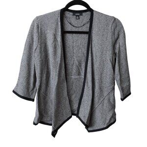 Alfani Solid Gray Black 3/4 Sleeve Drape Open Front Cardigan PM